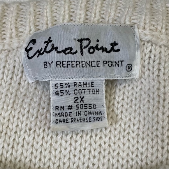 Y2K granny crochet overlay faux pearl accent sweater 2X - Picture 6 of 12